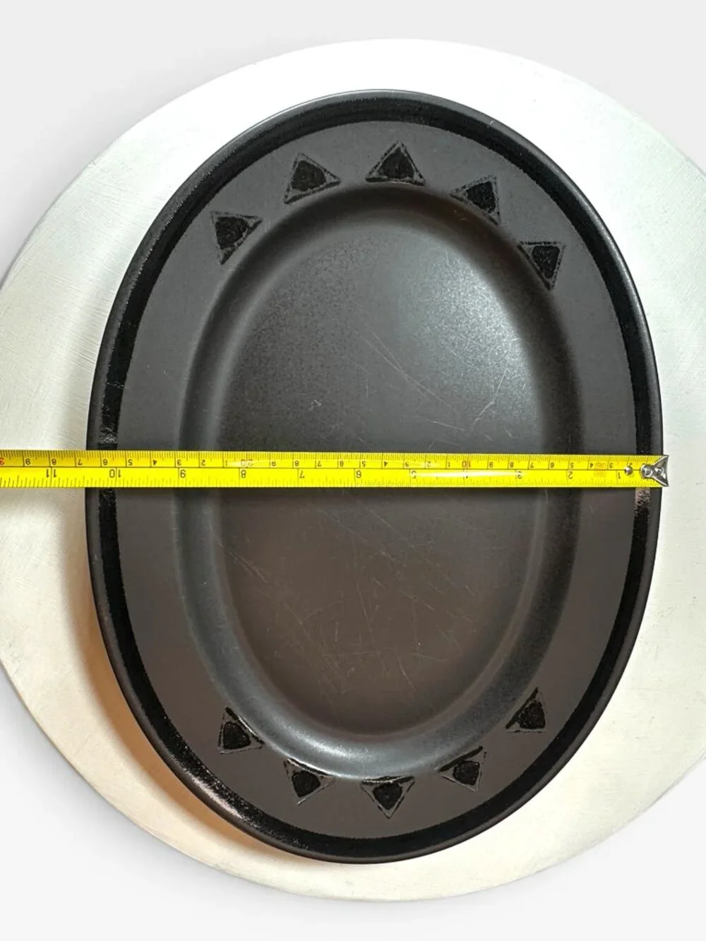 Vintage Pfaltzgraff Midnight Sun Oval Serving Platter With Geometric Triangle Pa